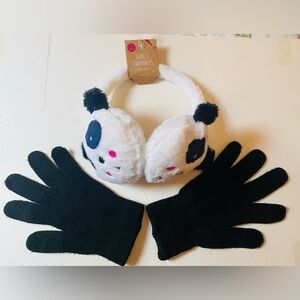 GIRL’s PANDA EARMUFFS, ONE SIZE: VERY CUTE & WARM, PLUS: Black gloves as…